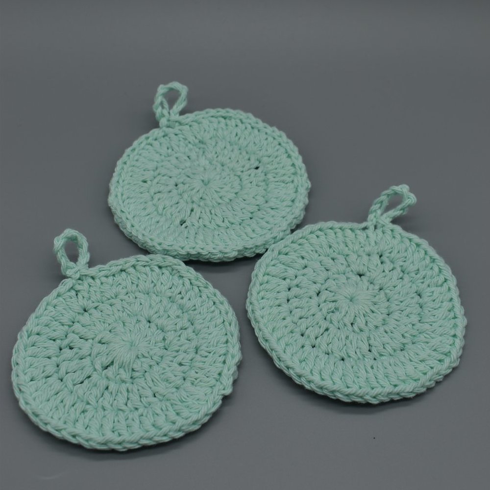 Hand Crafted Crochet Reusable Cotton Rounds Face Set of Three - Picture 4 of 5